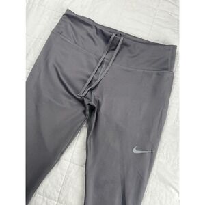 Nike Dri-FIT Women's Athletic Leggings Size‎ M Gray Drawstring Waist Zip Pocket